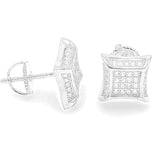STEM-125, Men 925 Sterling Silver Screw Back Stud Earrings-9MM Square Gold color