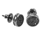 STEM-128, Men 925 Sterling Silver Screw Back Stud Earrings-8mm Round Gold, silver or Black color