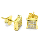 STEM-13, Men 925 Sterling Silver Push Back Stud Earrings-7mm Square Black color