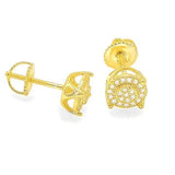 STEM-166, Men 925 Sterling Silver Screw Back Stud Earrings-7MM Round Gold or Silver Color