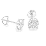 STEM-166, Men 925 Sterling Silver Screw Back Stud Earrings-7MM Round Gold or Silver Color