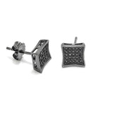STEM-17, Men 925 Sterling Silver Push Back Stud Earrings-8mm, 9mm Square gold, silver black or silver black color