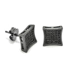 STEM-17, Men 925 Sterling Silver Push Back Stud Earrings-8mm, 9mm Square gold, silver black or silver black color