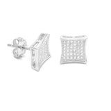 STEM-17, Men 925 Sterling Silver Push Back Stud Earrings-8mm, 9mm Square gold, silver black or silver black color