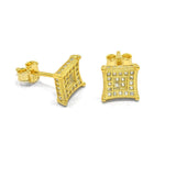 STEM-178, Men 925 Sterling Silver Push Back Stud Earrings-6mm Square Gold or Silver Color