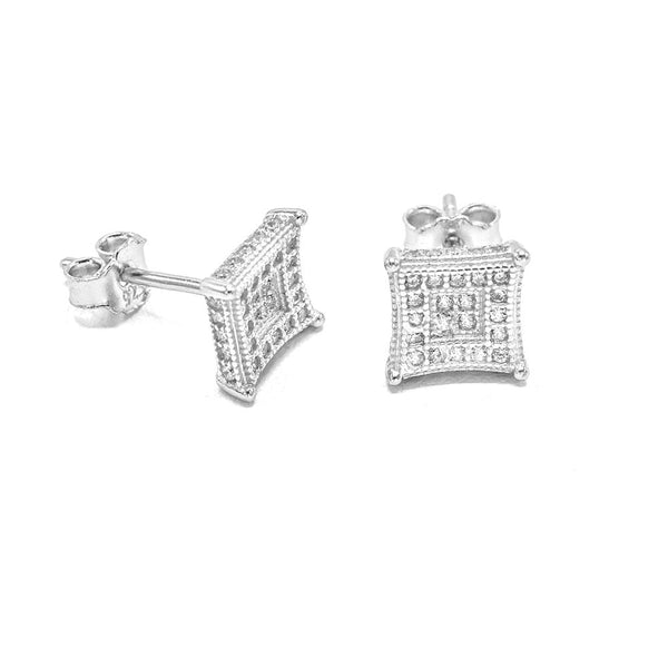 STEM-178, Men 925 Sterling Silver Push Back Stud Earrings-6mm Square Gold or Silver Color