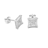 STEM-178, Men 925 Sterling Silver Push Back Stud Earrings-6mm Square Gold or Silver Color