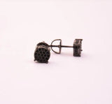 STEM-184, Men 925 Sterling Silver Screw Back Stud Earrings-7MM Round Black, Silver or Gold Color