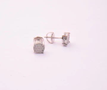 STEM-184, Men 925 Sterling Silver Screw Back Stud Earrings-7MM Round Black, Silver or Gold Color