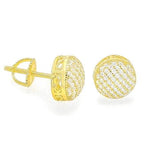 STEM-194, Men 925 Sterling Silver Screw Back Stud Earrings-9MM Round Gold or Silver color