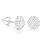 STEM-194, Men 925 Sterling Silver Screw Back Stud Earrings-9MM Round Gold or Silver color
