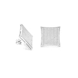 STEM-200, Men Sterling Silver Push Back Stud Earrings -17mm X 17mm Square