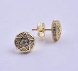 STEM-206, Men 925 Sterling Silver Push Back Stud Earrings-10mm Round Silver Color
