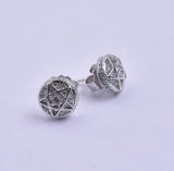 STEM-206, Men 925 Sterling Silver Push Back Stud Earrings-10mm Round Silver Color