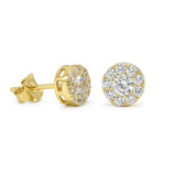 STEM-228, Men 925 Sterling Silver Push Back Stud Earrings- 7mm Round Gold or Silver Color