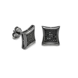 STEM-44, Men 925 Sterling Silver Push Back Stud Earrings-9mm,11mm, 14mm gold, silver or black color