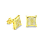 STEM-44, Men 925 Sterling Silver Push Back Stud Earrings-9mm,11mm, 14mm gold, silver or black color