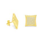 STEM-44, Men 925 Sterling Silver Push Back Stud Earrings-9mm,11mm, 14mm gold, silver or black color