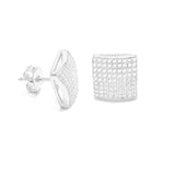 STEM-46, Men 925 Sterling Silver Push Back Stud Earrings-11mm Square Gold, Silver or Black color