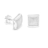 STEM-79, Men 925 Sterling Silver Push Back Stud Earrings-9mm Square gold or silver color