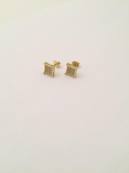 STEM-92, Men 925 Sterling Silver Push Back Stud Earrings-7mm Square silver color