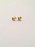STEM-92, Men 925 Sterling Silver Push Back Stud Earrings-7mm Square silver color