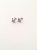 STEM-92, Men 925 Sterling Silver Push Back Stud Earrings-7mm Square silver color