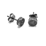STEM-98, Men 925 Sterling Silver Push Back Stud Earring-7mm Round Black, Silver or Gold Color