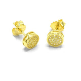 STEM-98, Men 925 Sterling Silver Push Back Stud Earring-7mm Round Black, Silver or Gold Color