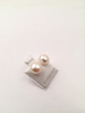 STEW-208, Sterling Silver Pearl Stud Earrings Push Back-silver color, 8mm width
