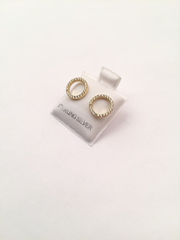 STEW-242, Sterling Silver Ring Shape Stud Earrings-gold or silver, 10mm round, 0.5mm thick