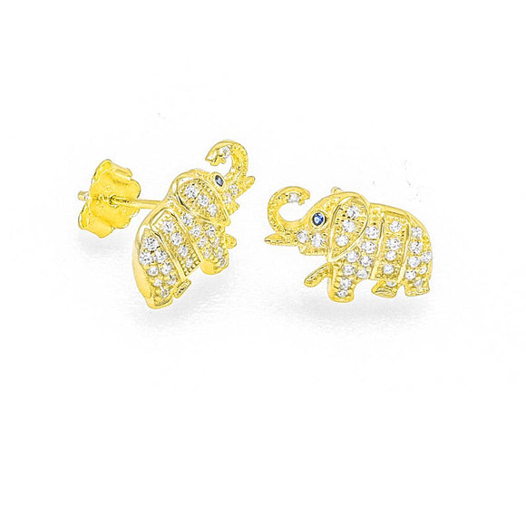 STEW-249, Sterling Silver Elephant Stud Earrings Push Back