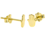 STEW-857,Sterling Silver Hamsa Hand Stud Earrings Push Back-silver color, 5mm W. 6mm H. 0.5mm T.