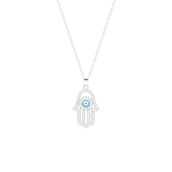 STNW-105, Sterling Silver Hamsa Hand Pendant Necklace- gold or silver color