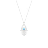 STNW-105, Sterling Silver Hamsa Hand Pendant Necklace- gold or silver color