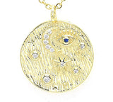 STNW-895, Sterling Silver Evil Eye+Moon+Star Necklace