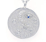 STNW-895, Sterling Silver Evil Eye+Moon+Star Necklace