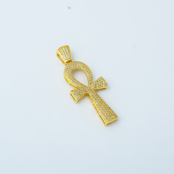 STPM*134, Men and Women S925 Sterling Silver Icy Bling Bling Ankh Pendant-gold or silver color