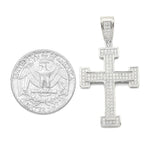 STPM-20, Men S925 Sterling Silver Icy Bling Bling Cross Pendant-Gold Color