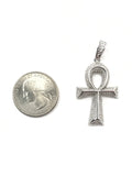STPM*259, Men S925 Sterling Silver Icy Bling Bling 3D Ankh Pendant-gold or silver color,