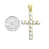 STPM-364, Men S925 Sterling Silver Cubic Zirconium Cross Pendant- Gold or Silver color