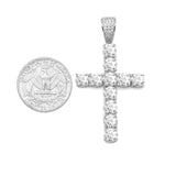 STPM-364, Men S925 Sterling Silver Cubic Zirconium Cross Pendant- Gold or Silver color