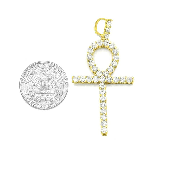 STPM-421,  Men  S925 Sterling Silver Icy Bling Bling Ankah Pendant-gold or silver color