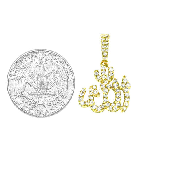STPM-507, Men and Women S925 Sterling Silver Ivy Bling Bling Allah Pendant-Gold or Silver Color