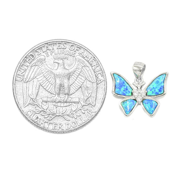 STPW-180, Sterling Silver Opal Butterfly Pendant
