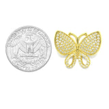 STPW-144, Sterling Silver Bling Bling Butterfly Pendant - silver color