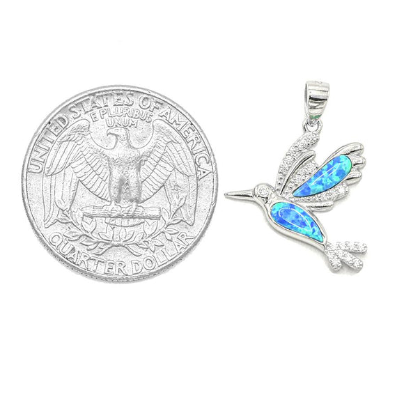 STPW-177, Sterling Silver Lucky Humming Bird Opal Pendant