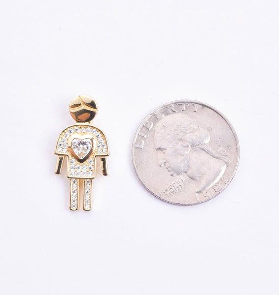STPW-186 BOY, Sterling Silver Icy Out Boy Pendant - gold or silver color