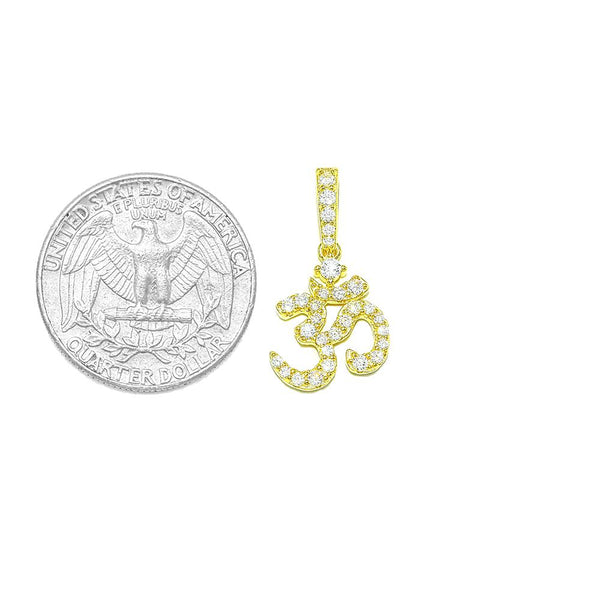 STPW-245, Women S925 Sterling Silver Icy Bling Bling Om Symbol Pendant-Gold or Silver Color