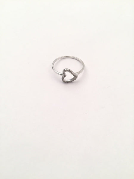 STRW-138, Women S925 Sterling Silver Cuban Zirconium Heart Shape ring